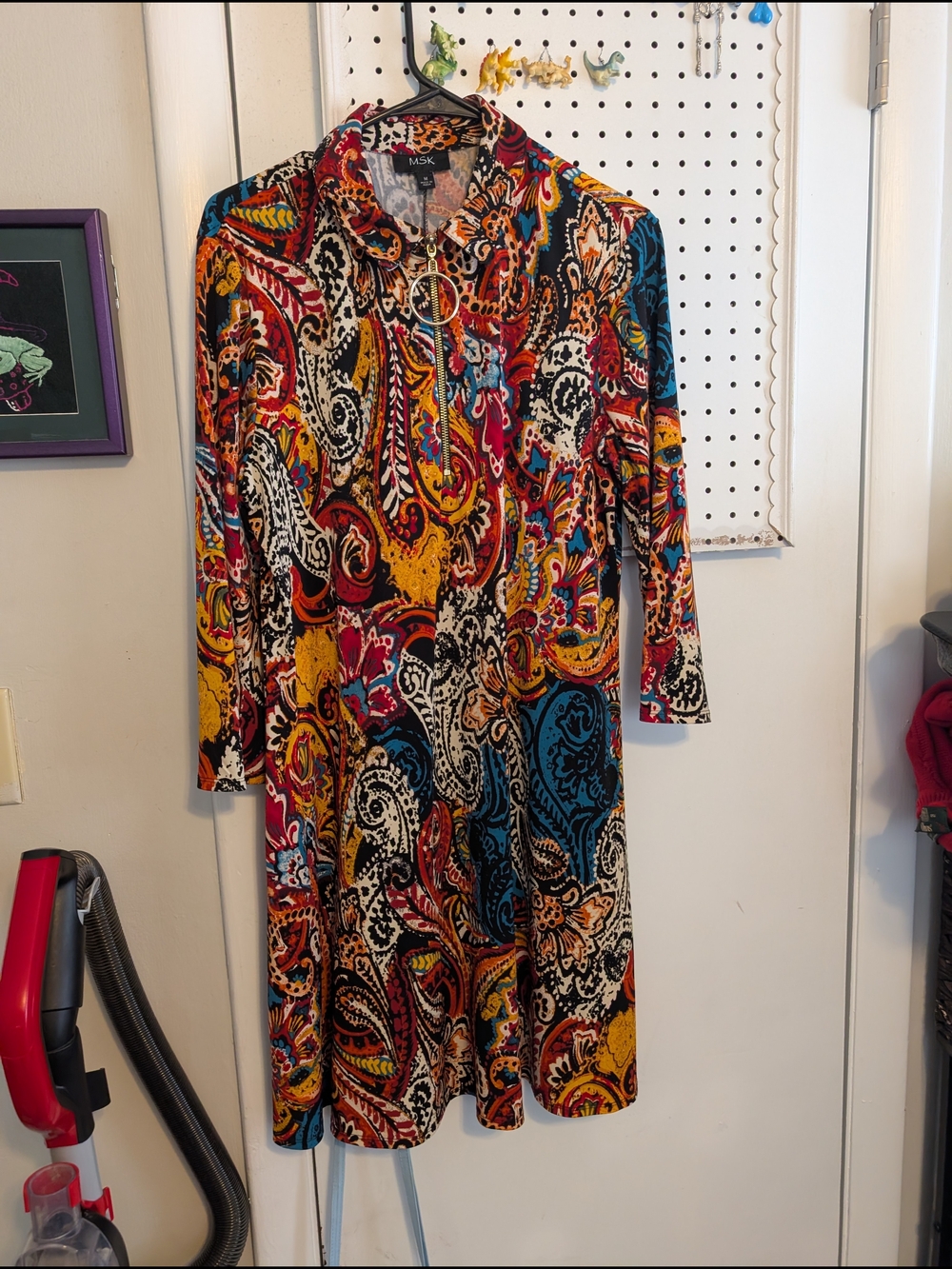 MSK Multi-Color Paisley Zip-Front Mini Dress